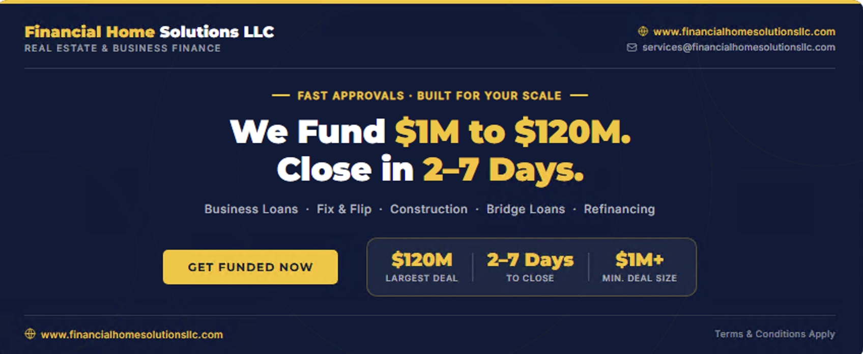 Financial Home Solutions LLC Funded a $120M Hotel. Here's what works at any scale.